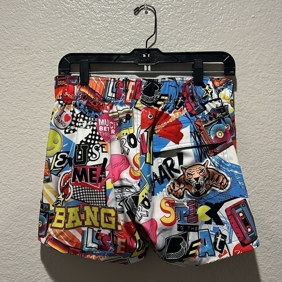 Bang Men SUPER POP RESORT SHORTS Retro 90’s Y2K Zip Pockets Size Medium Beachy - Picture 7 of 13